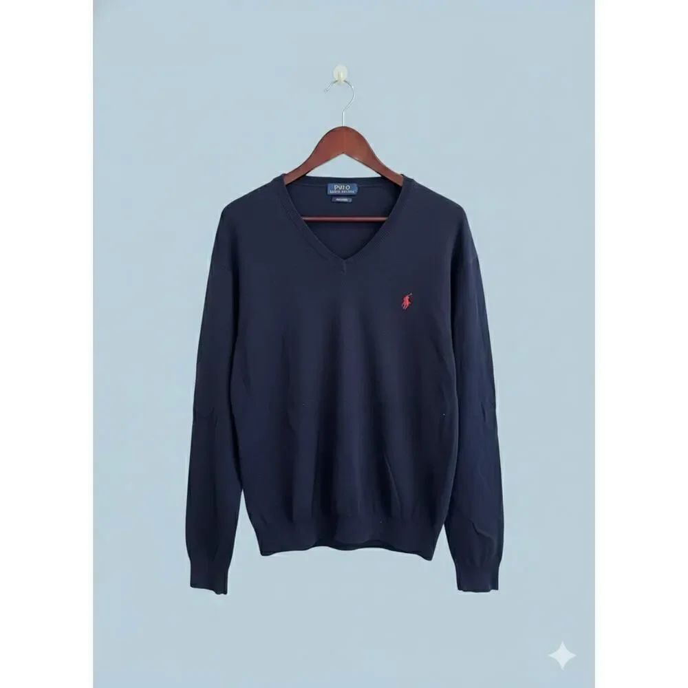 Polo Ralph Lauren Men’s Pima Cotton Navy Blue Pullover Performance Sweater XL